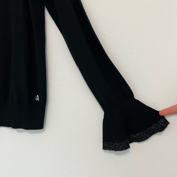 My Twin TwinSet Black Metallic Ruffle Button Back Sweater - Picture 6 of 9